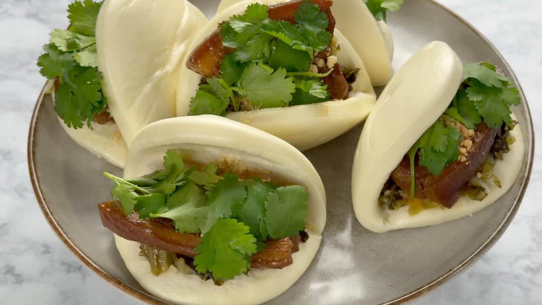 Gua Bao with Hakka Sour Mustard Greens