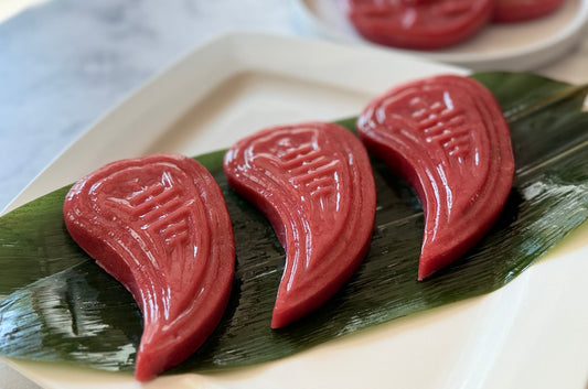 Traditional Hakka Red Peach Cakes (Ang Ku Kueh)